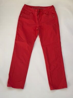 Simply Vera Skinny Ankle Pants Mid Rise Vivid Coral Stretch Jeans Woman 4